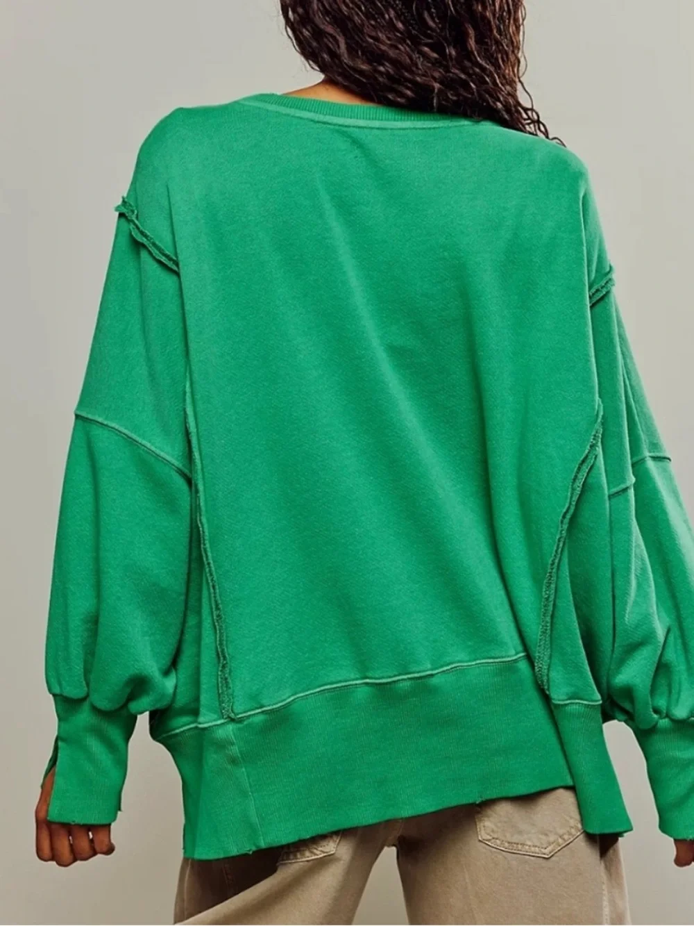 Free People Camden Sweatshirt Rare Tennis | Kelly Green - Size XS - Picture 9 of 9